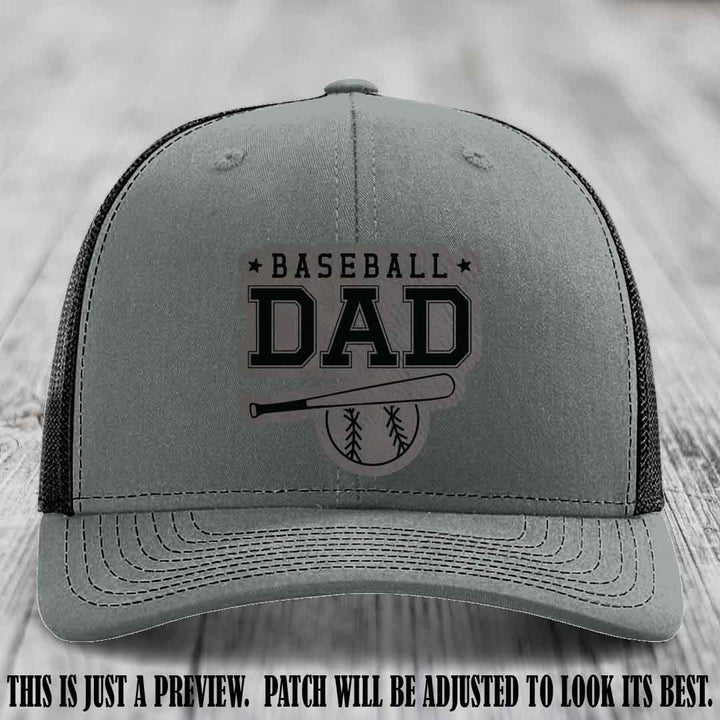 Baseball Dad Grey to Black Patch Leather patch on Heather Grey to Black Hat Richardson 112