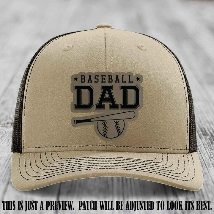 Baseball Dad Light Brown to Black Patch Leather patch on Khaki to Coffee Hat Richardson 112