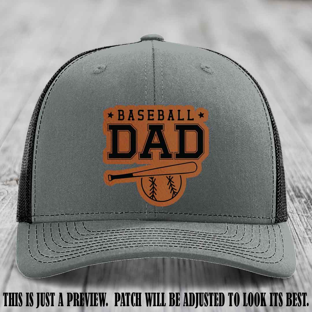 Baseball Dad Rawhide to Black Patch Leather patch on Heather Grey to Black Hat Richardson 112