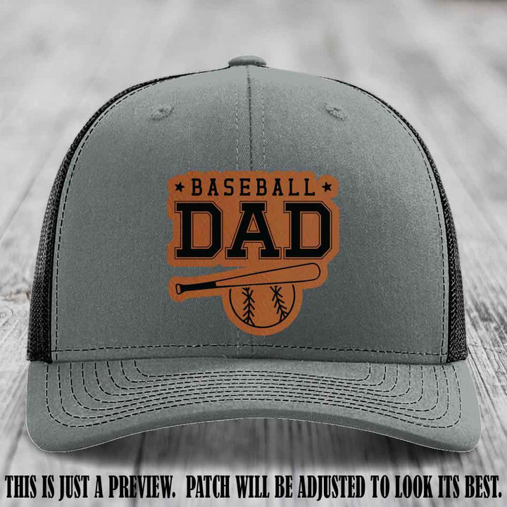 Baseball Dad Rawhide to Black Patch Leather patch on Heather Grey to Black Hat Richardson 112