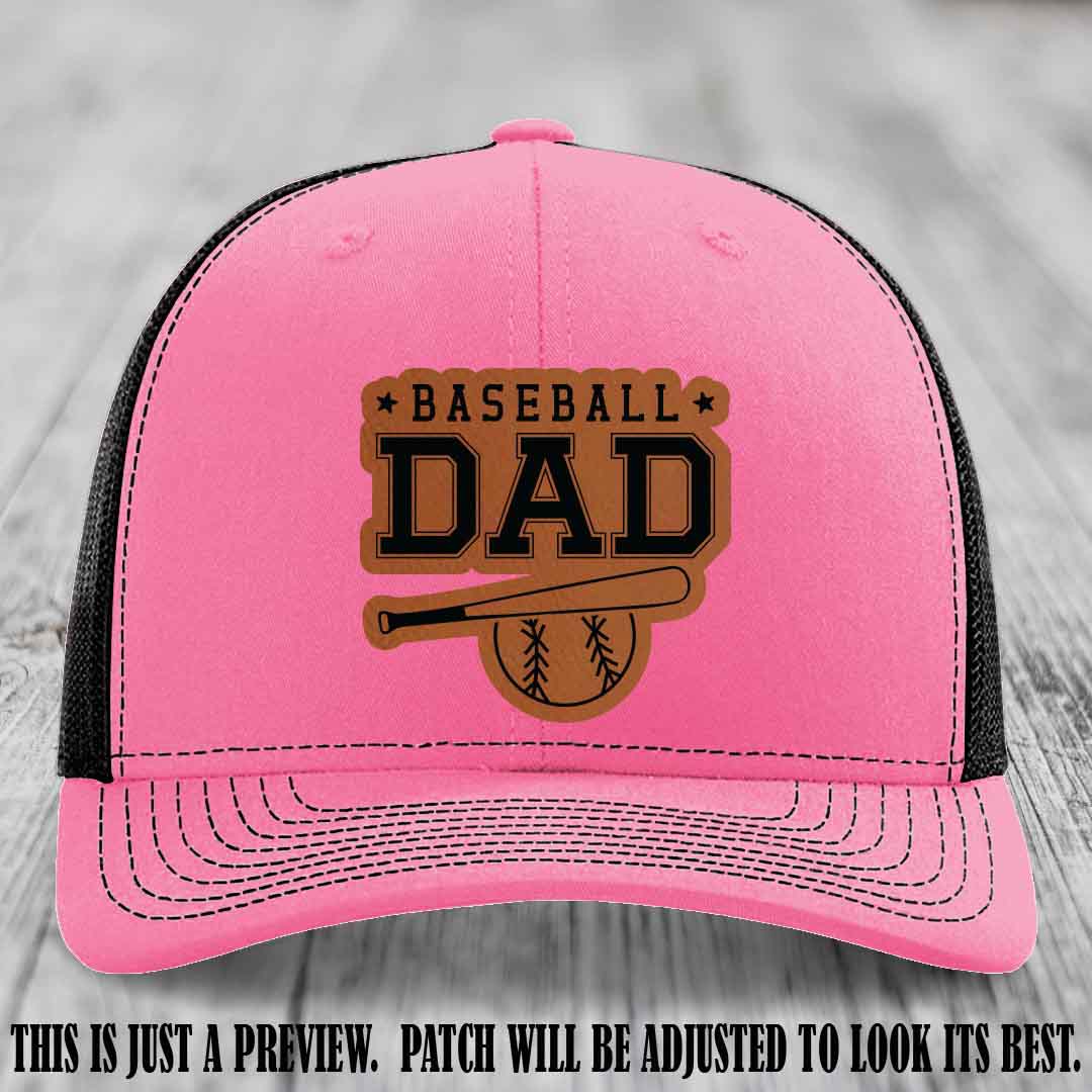 Baseball Dad Rawhide to Black Patch Leather patch on Hot Pink to Black Hat Richardson 112
