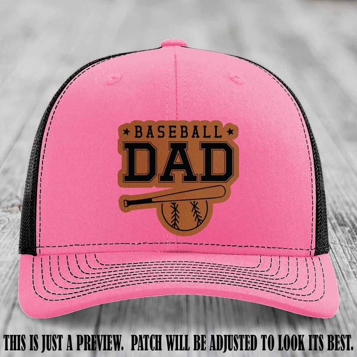 Baseball Dad Rawhide to Black Patch Leather patch on Hot Pink to Black Hat Richardson 112