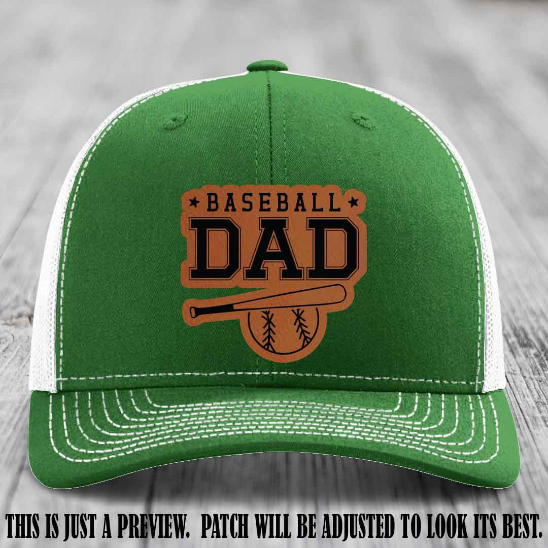 Baseball Dad Rawhide to Black Patch Leather patch on Kelly to White Hat Richardson 112