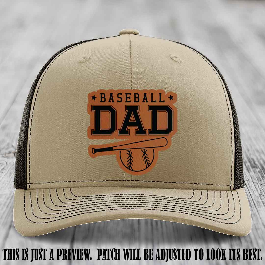 Baseball Dad Rawhide to Black Patch Leather patch on Khaki to Coffee Hat Richardson 112