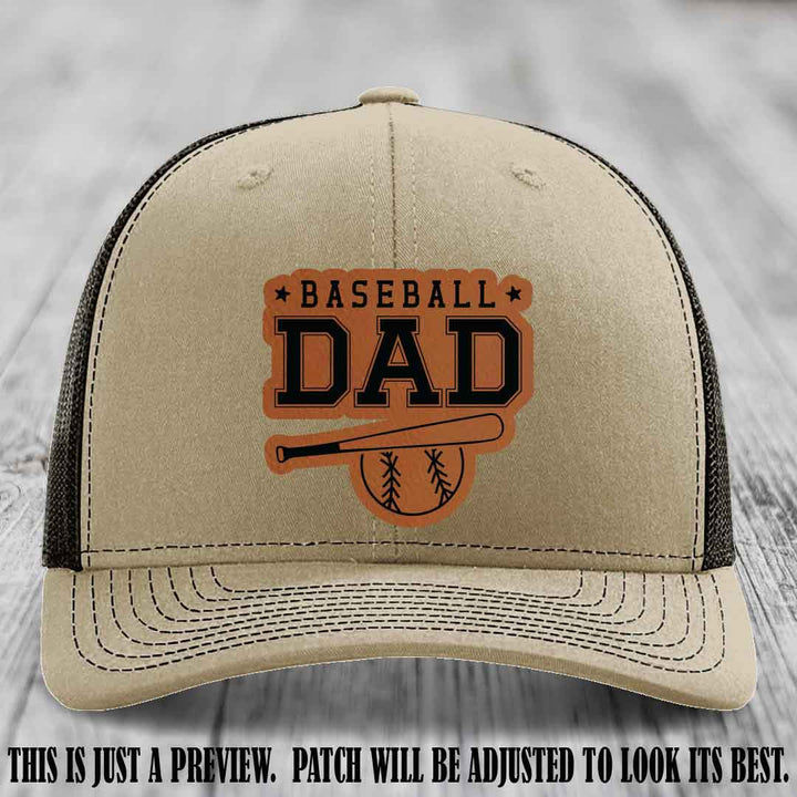 Baseball Dad Rawhide to Black Patch Leather patch on Khaki to Coffee Hat Richardson 112