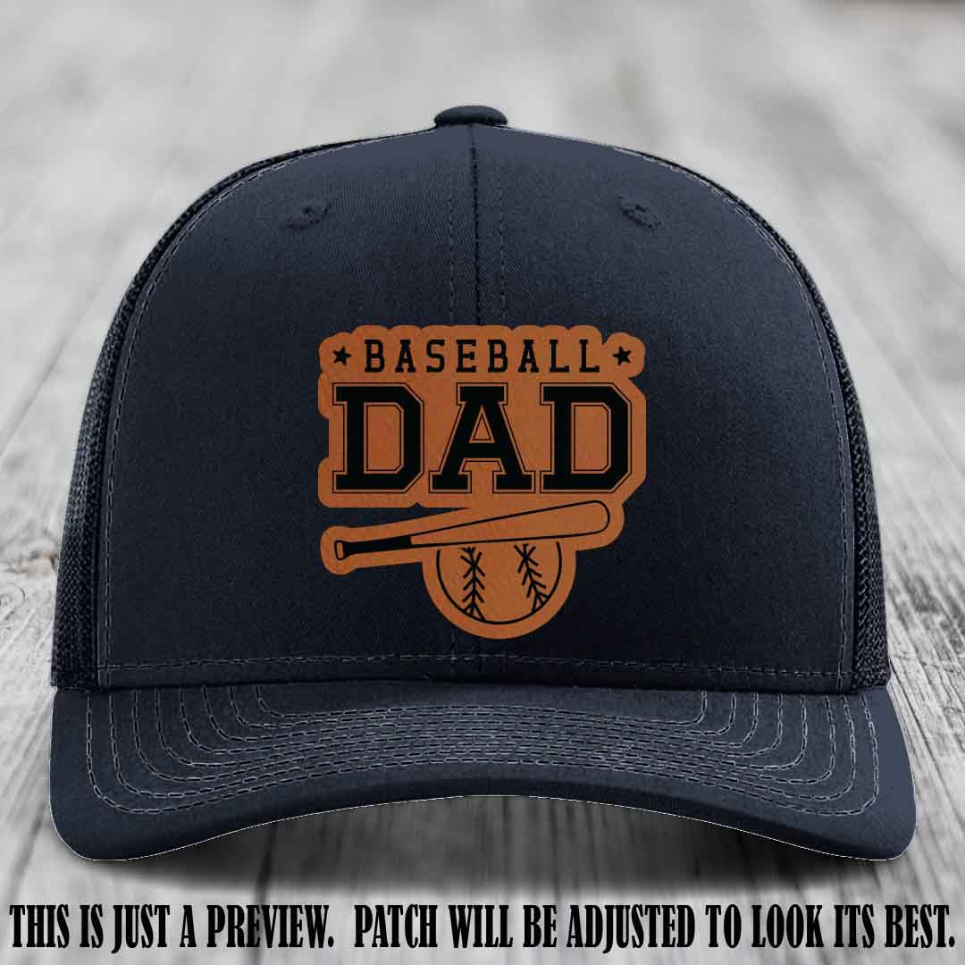 Baseball Dad Rawhide to Black Patch Leather patch on Navy Hat Richardson 112