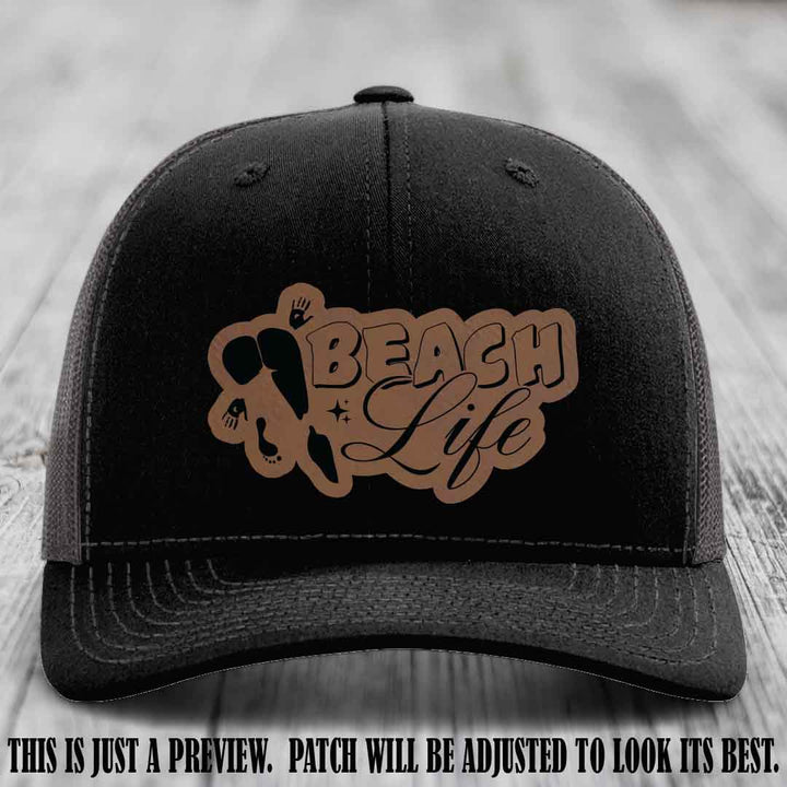 Beach Life 🏖️ design Dark Brown to Black on Black to Charcoal Hat Richardson 112 hat