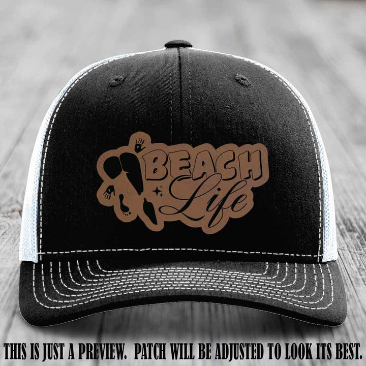 Beach Life 🏖️ design Dark Brown to Black on Black to White Hat Richardson 112 hat