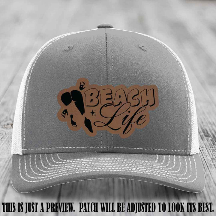 Beach Life 🏖️ design Dark Brown to Black on Heather Grey to White Hat Richardson 112 hat