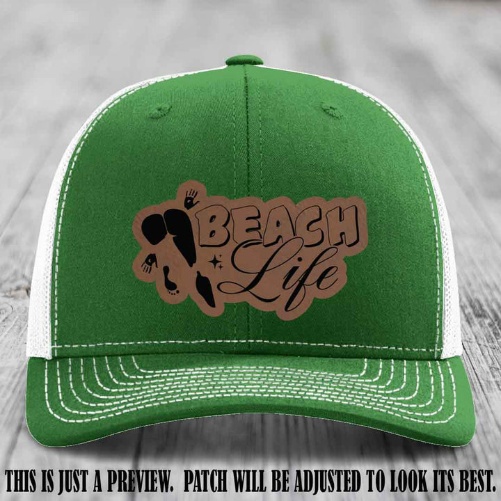 Beach Life 🏖️ design Dark Brown to Black on Kelly to White Hat Richardson 112 hat