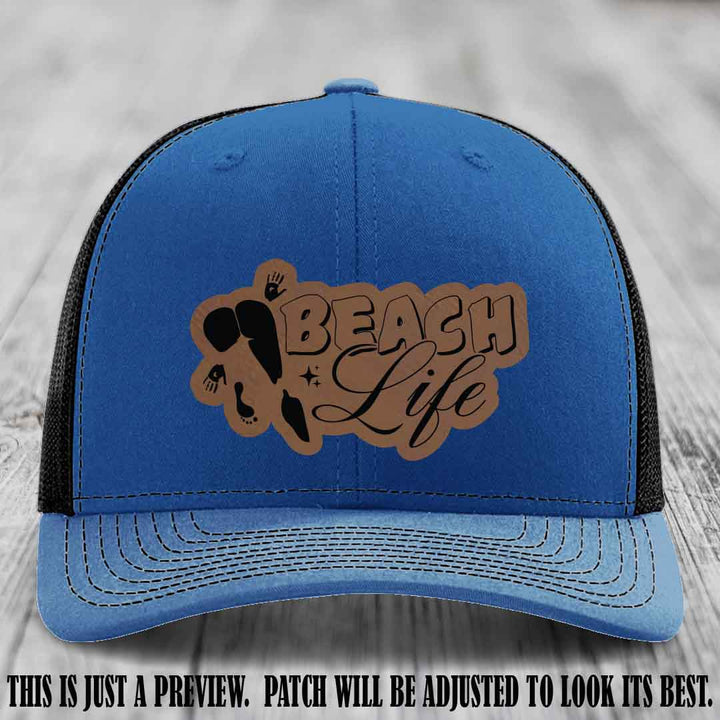 Beach Life 🏖️ design Dark Brown to Black on Royal to Black Hat Richardson 112 hat