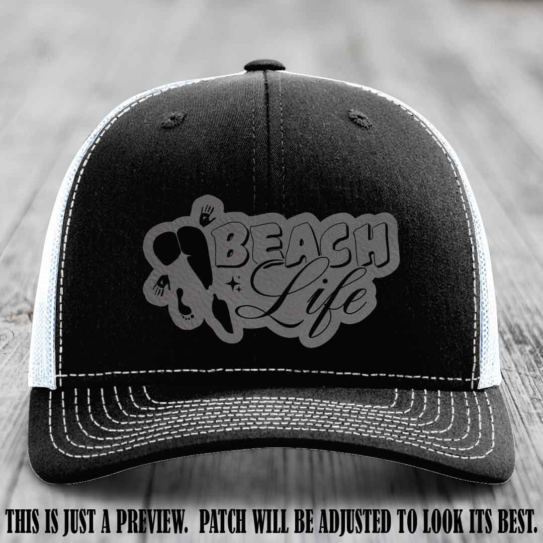 Beach Life 🏖️ design Grey to Black on Black to White Hat Richardson 112 hat
