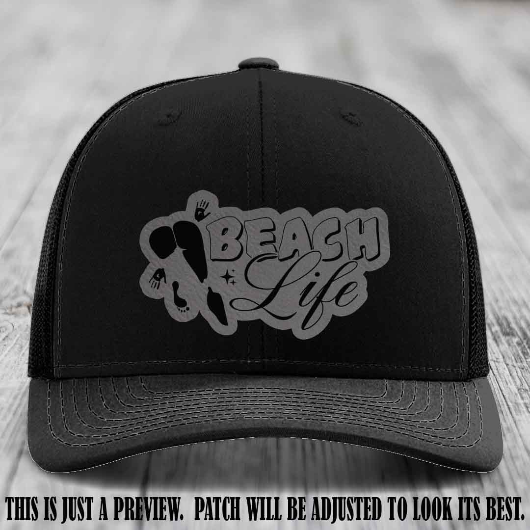 Beach Life 🏖️ design Grey to Black on Black Hat Richardson 112 hat