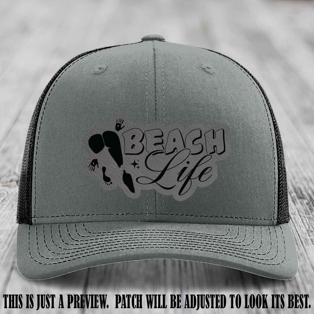 Beach Life 🏖️ design Grey to Black on Heather Grey to Black Hat Richardson 112 hat