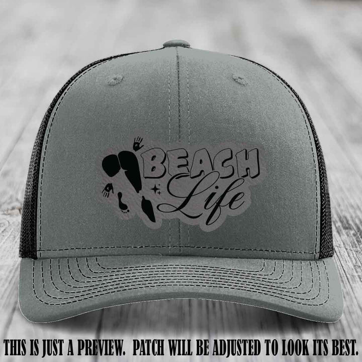 Beach Life 🏖️ design Grey to Black on Heather Grey to Black Hat Richardson 112 hat