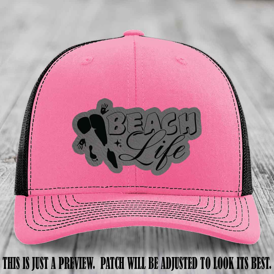 Beach Life 🏖️ design Grey to Black on Hot Pink to Black Hat Richardson 112 hat