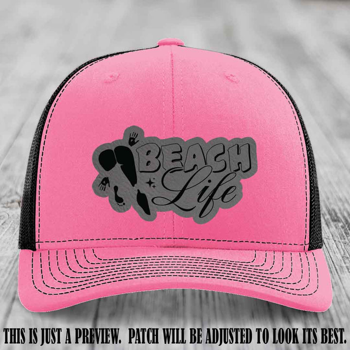 Beach Life 🏖️ design Grey to Black on Hot Pink to Black Hat Richardson 112 hat