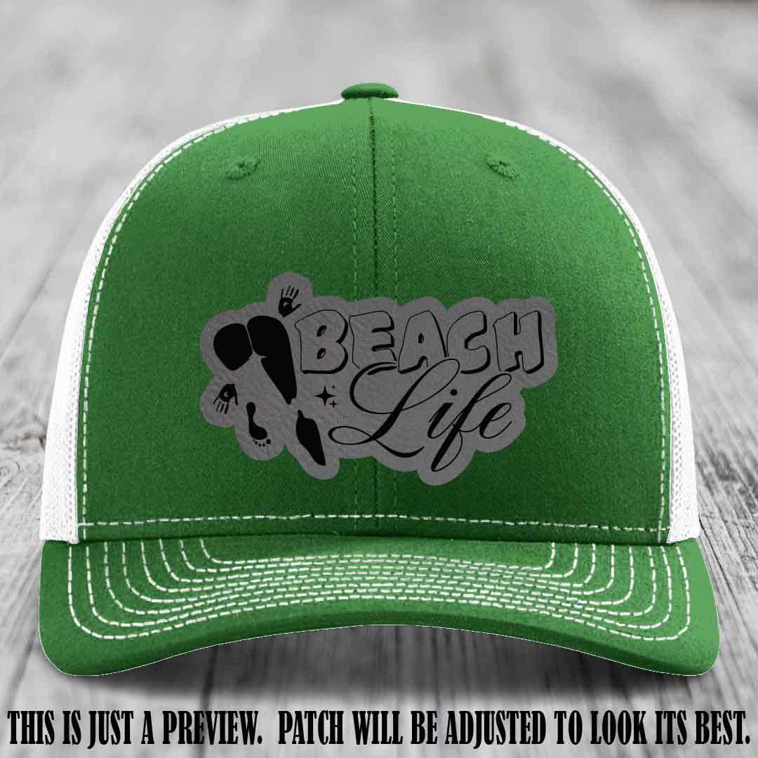 Beach Life 🏖️ design Grey to Black on Kelly to White Hat Richardson 112 hat