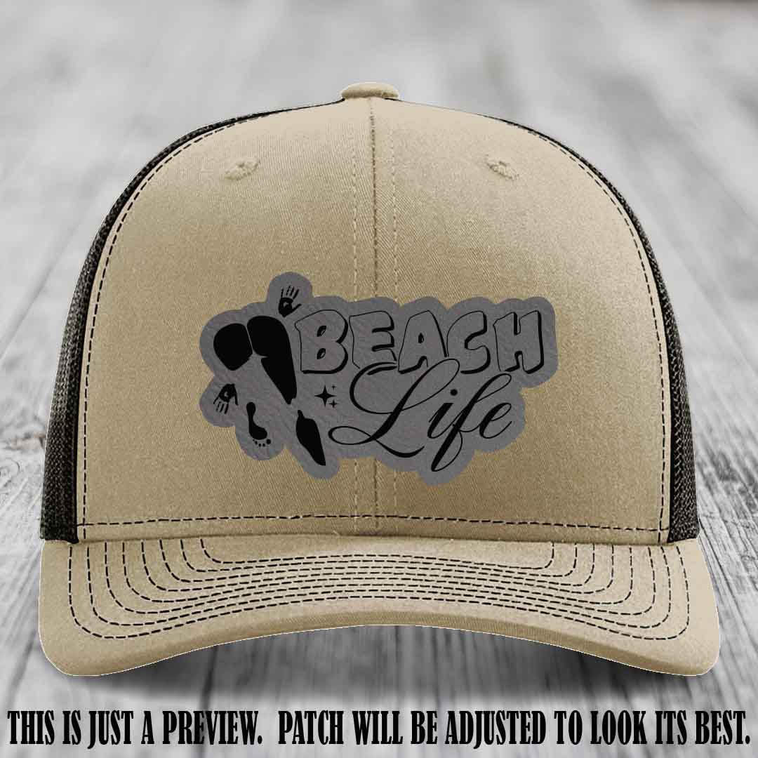 Beach Life 🏖️ design Grey to Black on Khaki to Coffee Hat Richardson 112 hat