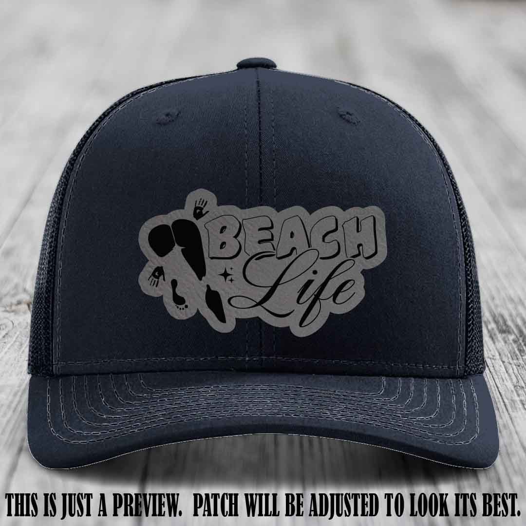Beach Life 🏖️ design Grey to Black on Navy Hat Richardson 112 hat