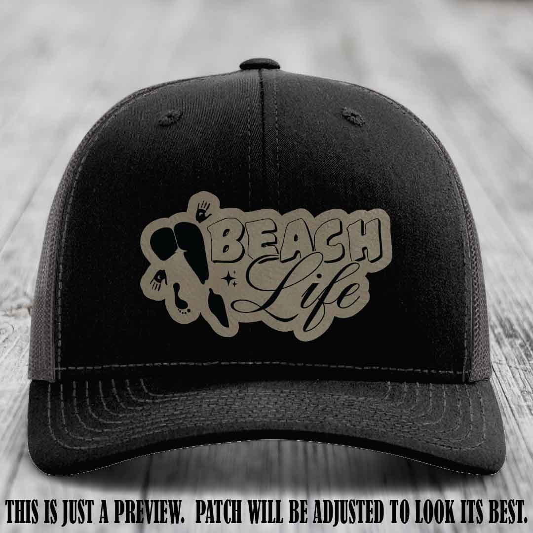 Beach Life 🏖️ design Light Brown to Black on Black to Charcoal Hat Richardson 112 hat