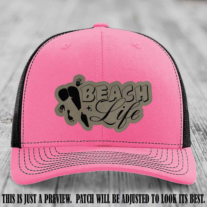 Beach Life 🏖️ design Light Brown to Black on Hot Pink to Black Hat Richardson 112 hat