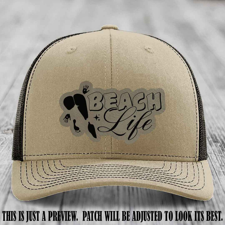 Beach Life 🏖️ design Light Brown to Black on Khaki to Coffee Hat Richardson 112 hat