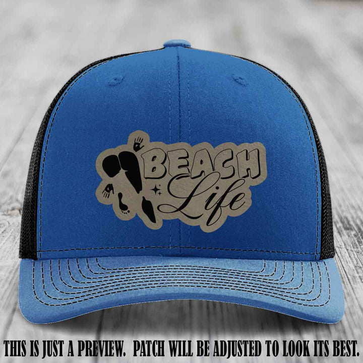 Beach Life 🏖️ design Light Brown to Black on Royal to Black Hat Richardson 112 hat