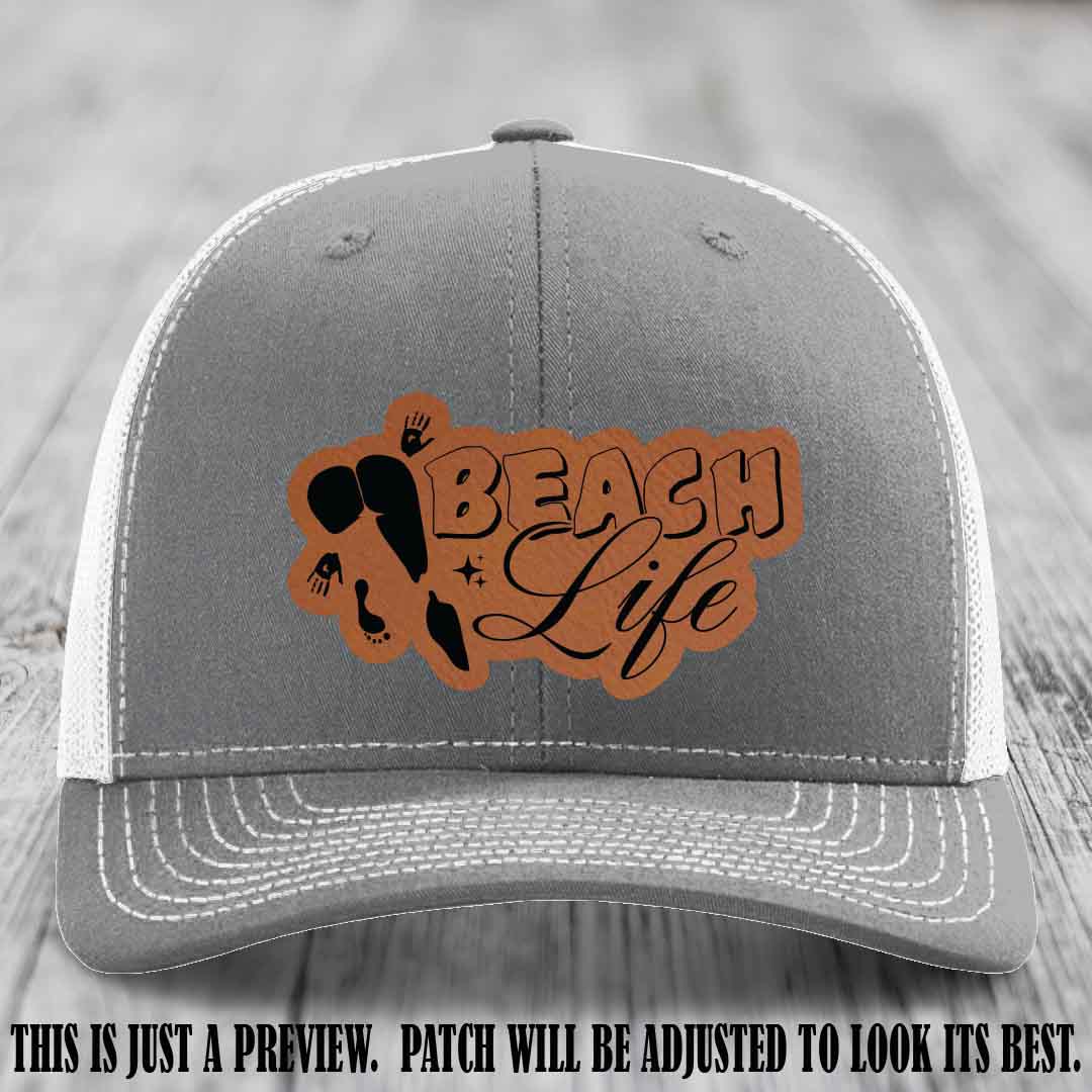 Beach Life 🏖️ design Rawhide to Black on Heather Grey to White Hat Richardson 112 hat