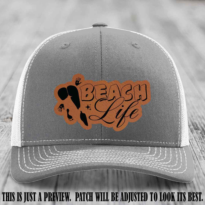 Beach Life 🏖️ design Rawhide to Black on Heather Grey to White Hat Richardson 112 hat