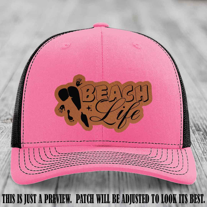 Beach Life 🏖️ design Rawhide to Black on Hot Pink to Black Hat Richardson 112 hat