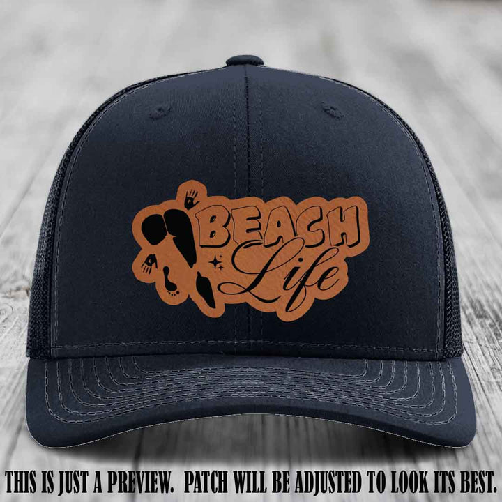 Beach Life 🏖️ design Rawhide to Black on Navy Hat Richardson 112 hat