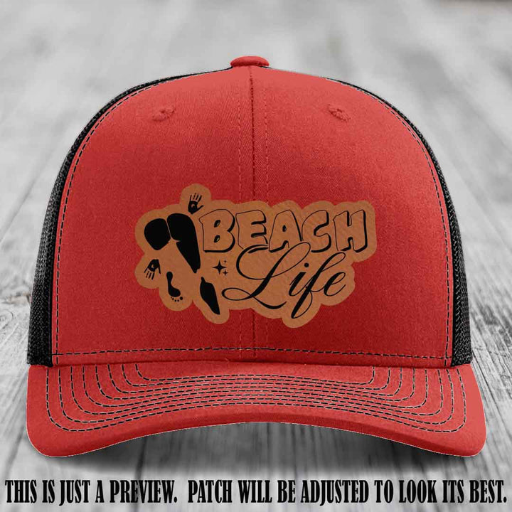Beach Life 🏖️ design Rawhide to Black on Red to Black Hat Richardson 112 hat