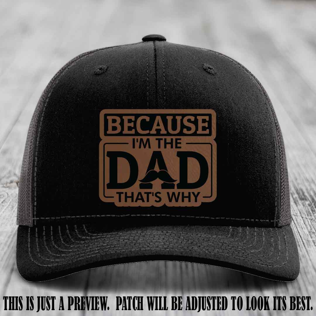 Dark Brown to Black patch on Black to Charcoal Hat - Dad Leather Patch Hat