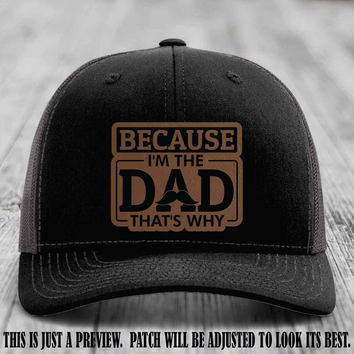 Dark Brown to Black patch on Black to Charcoal Hat - Dad Leather Patch Hat