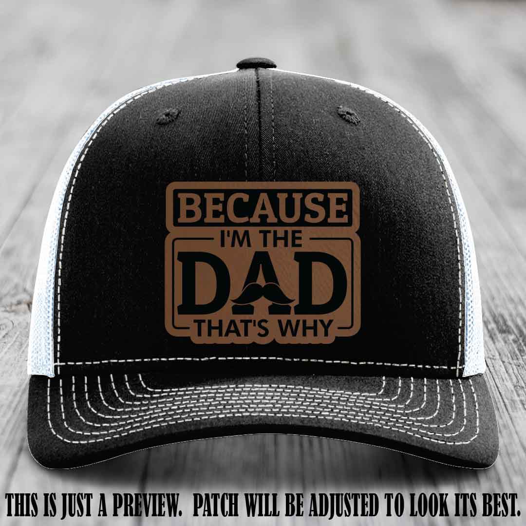 Dark Brown to Black patch on Black to White Hat - Dad Leather Patch Hat