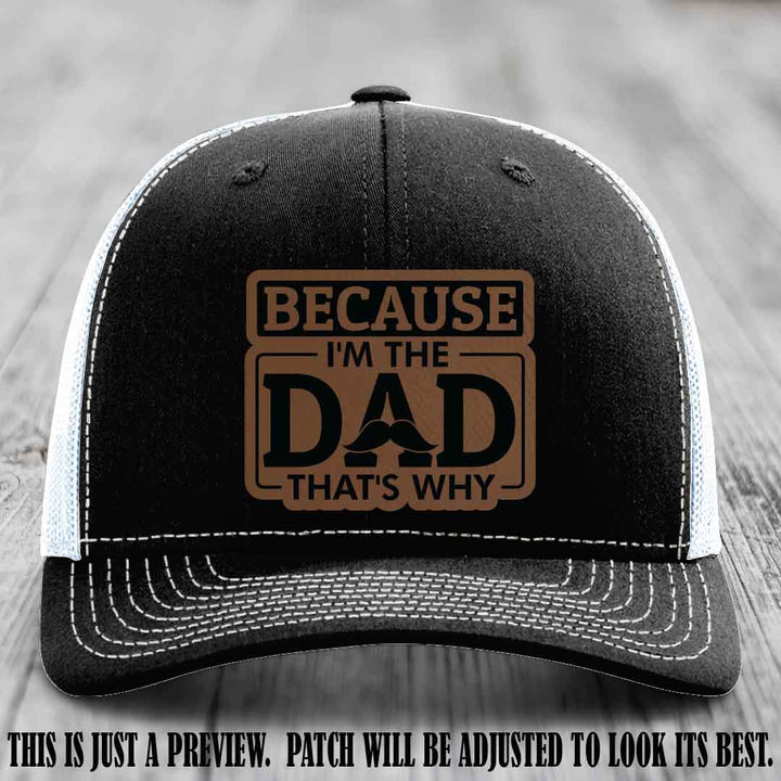 Dark Brown to Black patch on Black to White Hat - Dad Leather Patch Hat