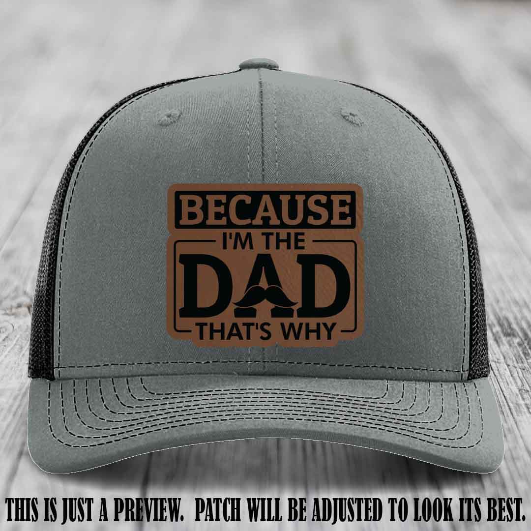Dark Brown to Black patch on Heather Grey to Black Hat - Dad Leather Patch Hat