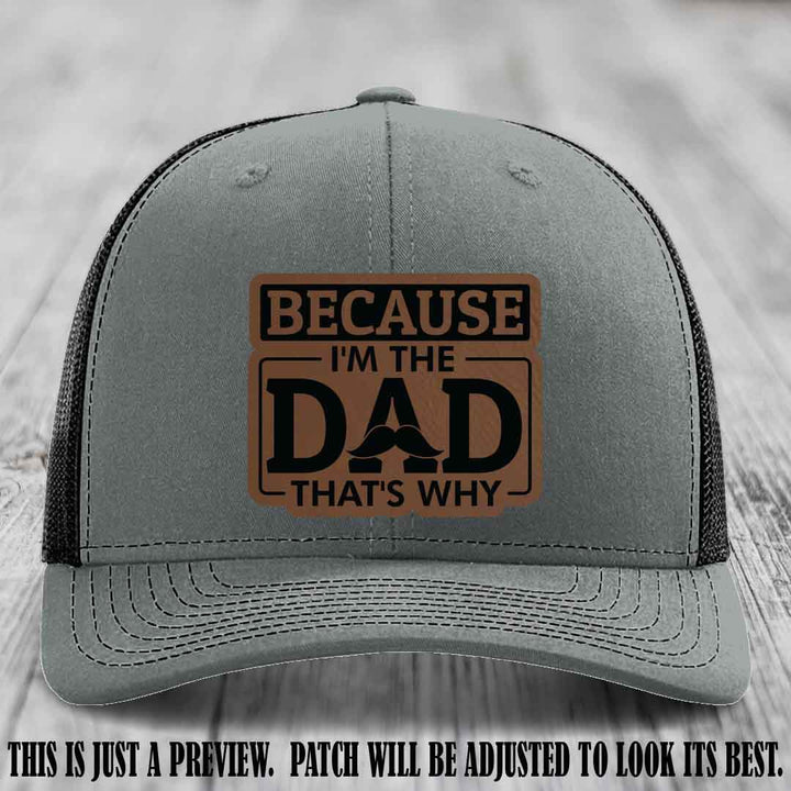 Dark Brown to Black patch on Heather Grey to Black Hat - Dad Leather Patch Hat