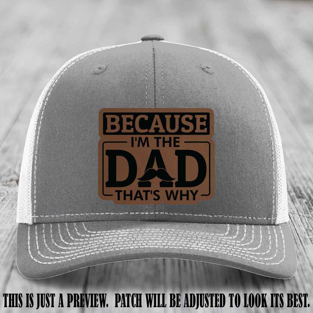 Dark Brown to Black patch on Heather Grey to White Hat - Dad Leather Patch Hat