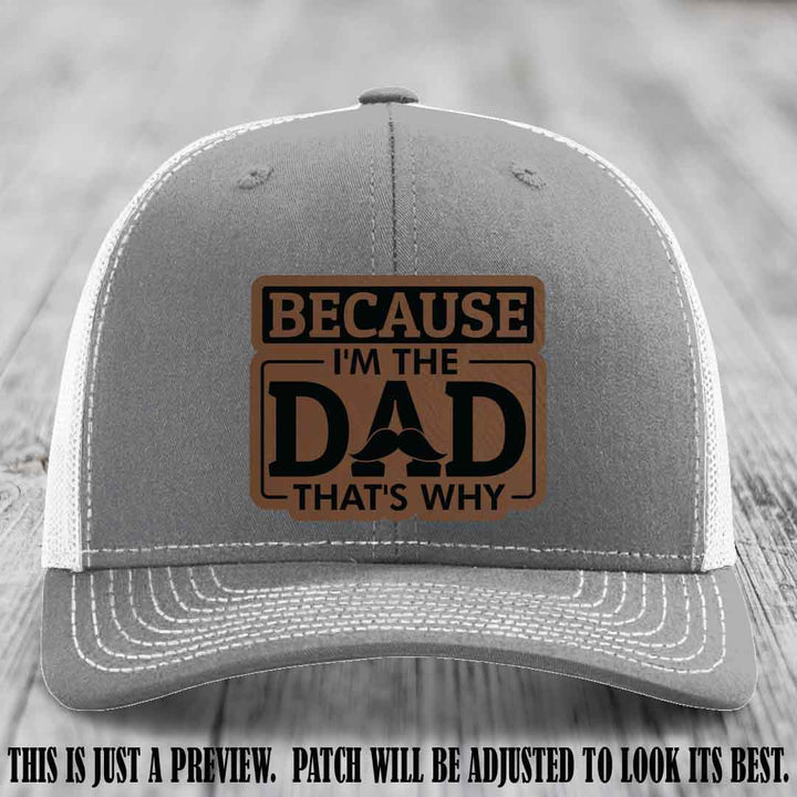 Dark Brown to Black patch on Heather Grey to White Hat - Dad Leather Patch Hat