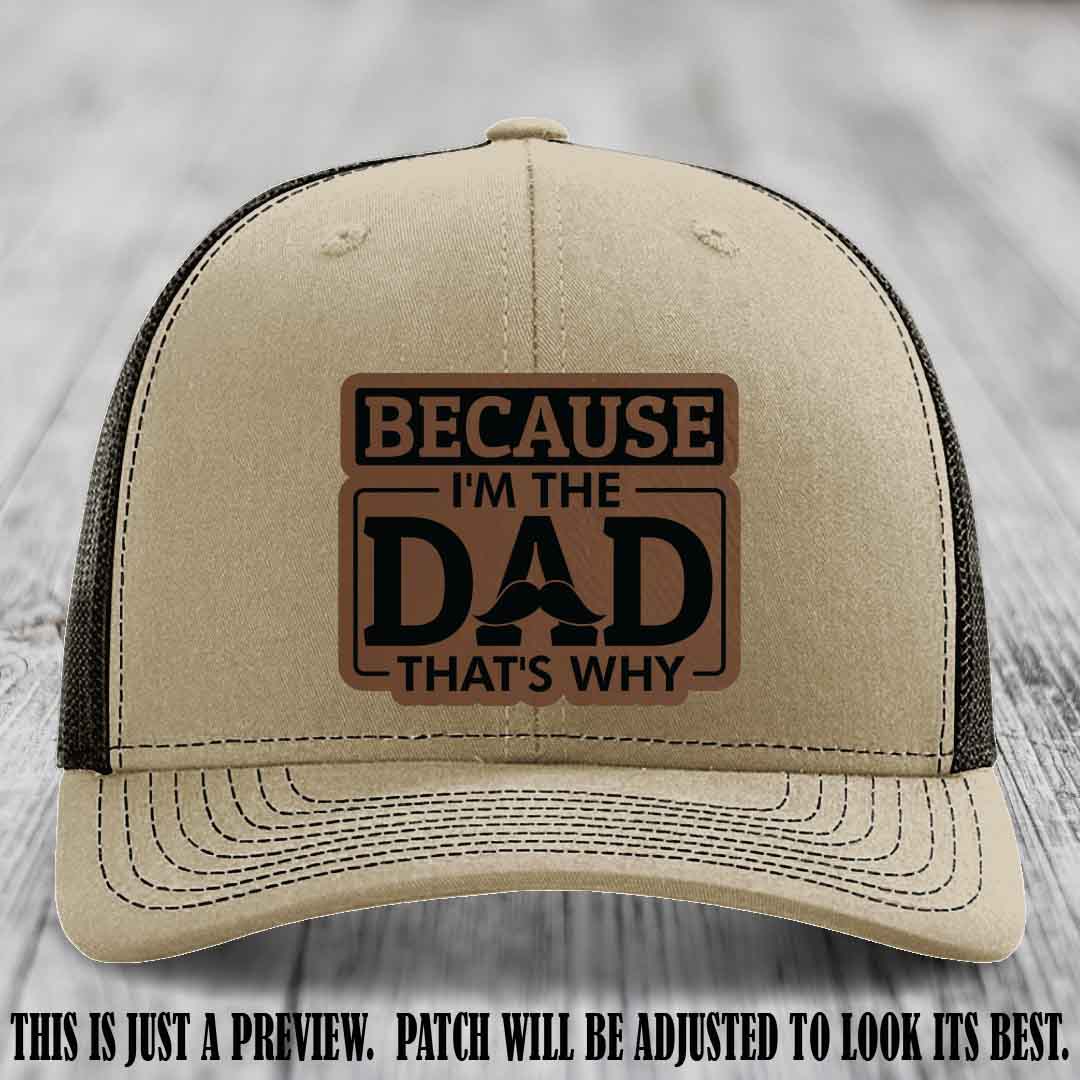 Dark Brown to Black patch on Khaki to Coffee Hat - Dad Leather Patch Hat