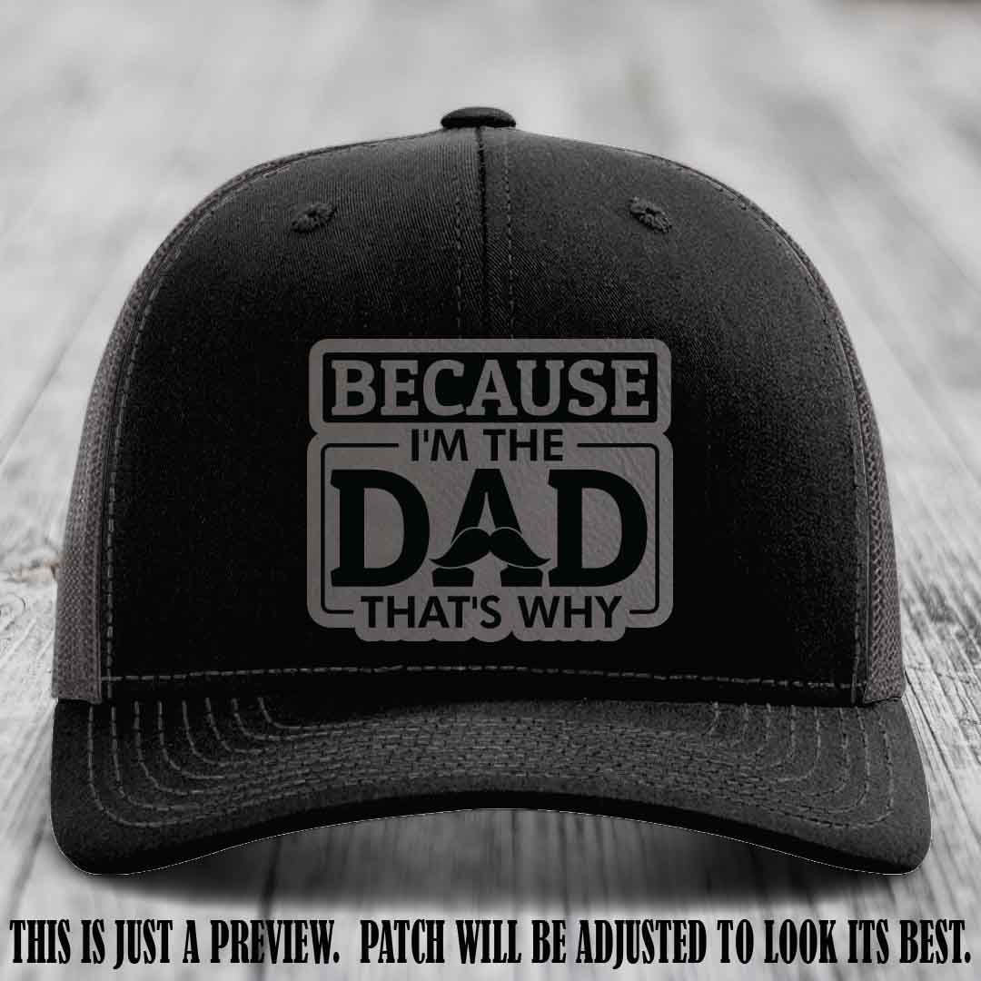 Grey to Black patch on Black to Charcoal Hat - Dad Leather Patch Hat