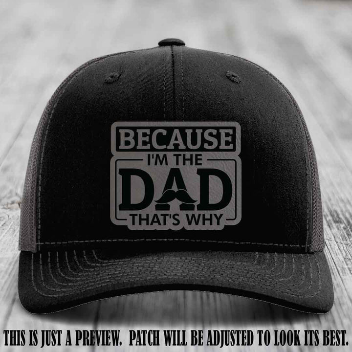 Grey to Black patch on Black to Charcoal Hat - Dad Leather Patch Hat