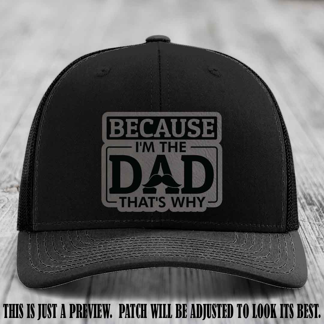 Grey to Black patch on Black Hat - Dad Leather Patch Hat
