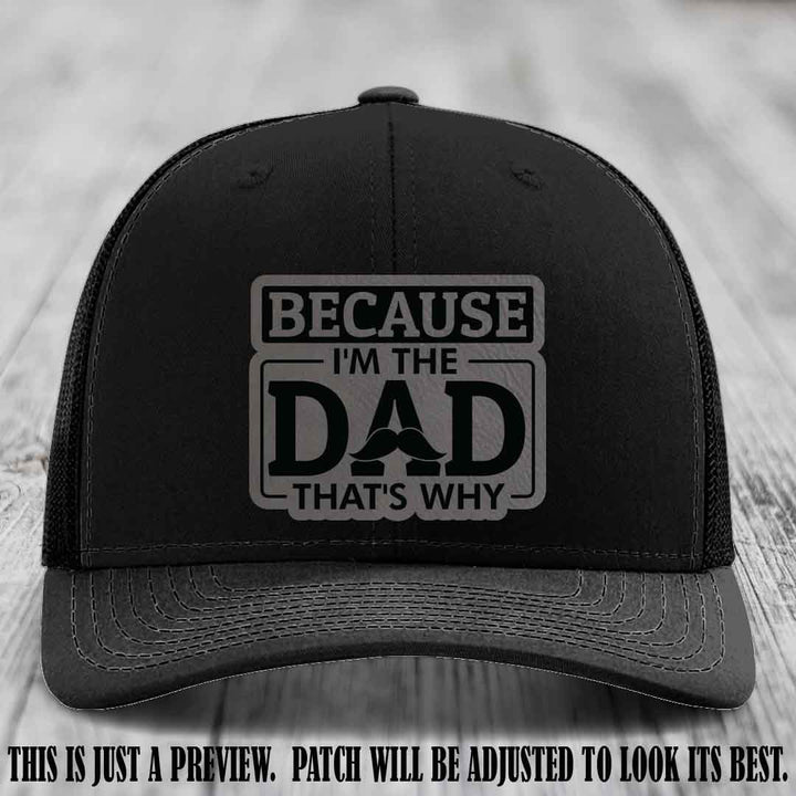 Grey to Black patch on Black Hat - Dad Leather Patch Hat