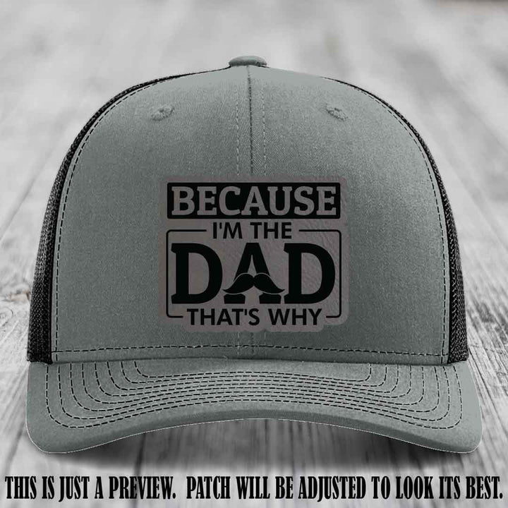Grey to Black patch on Heather Grey to Black Hat - Dad Leather Patch Hat