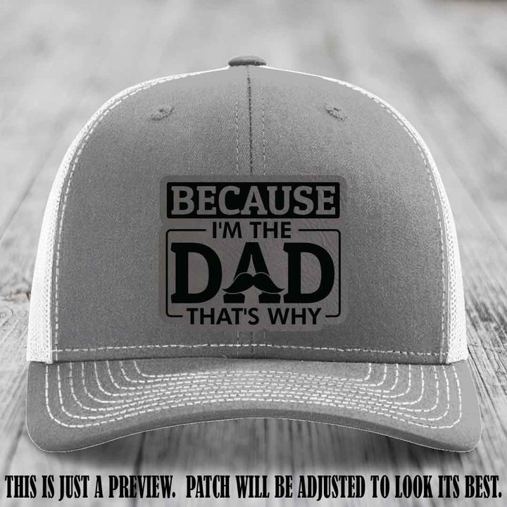 Grey to Black patch on Heather Grey to White Hat - Dad Leather Patch Hat
