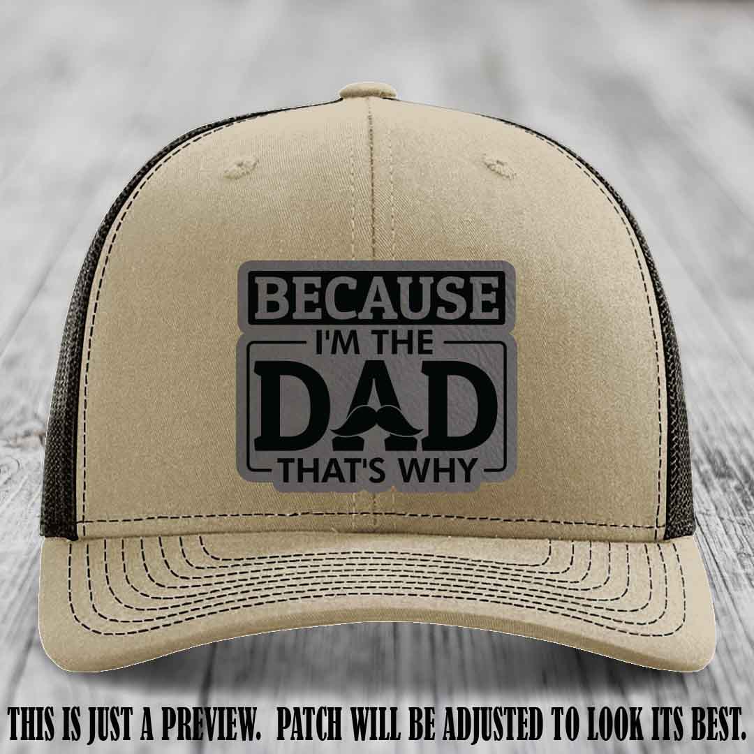 Grey to Black patch on Khaki to Coffee Hat - Dad Leather Patch Hat