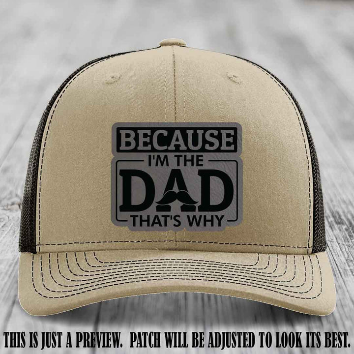 Grey to Black patch on Khaki to Coffee Hat - Dad Leather Patch Hat